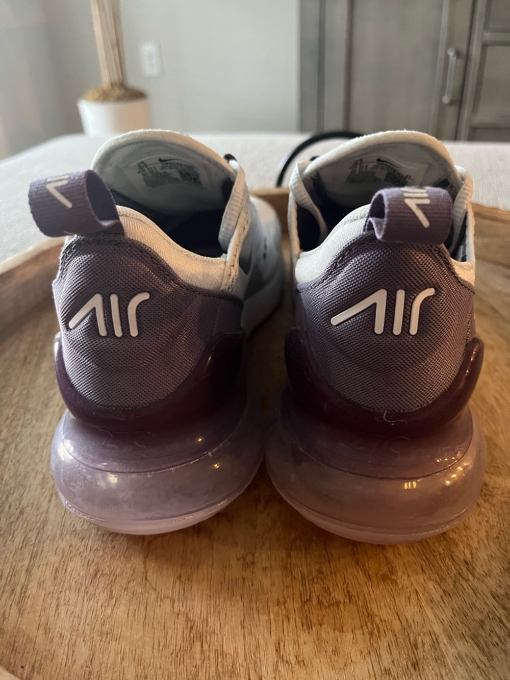 Nike Air Max 270 Sneakers in Light Gray and Purple - Picture 7 of 15